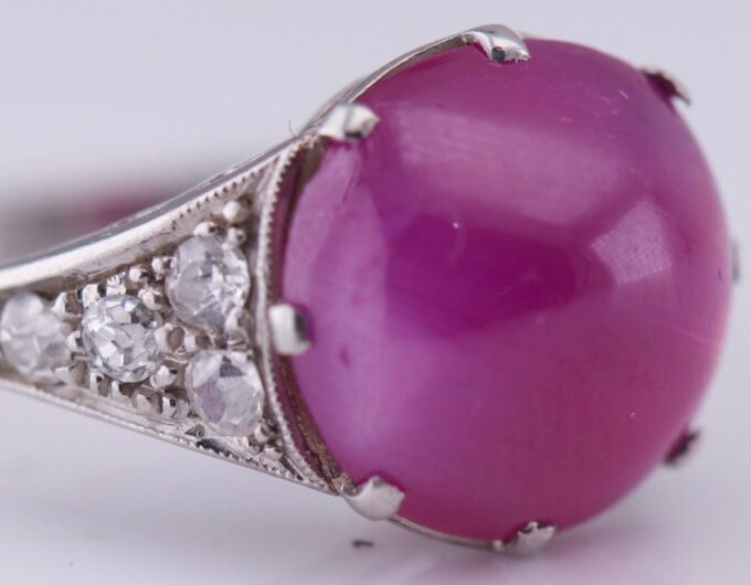 Antique French Art-Deco Ring Lucien Gaillard Platinum Diamonds 6.5ct Ruby c1930