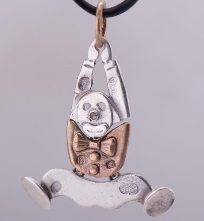 Antique Imperial Faberge Silver & 14k Gold Clown Pendant – c.1890 RARE
