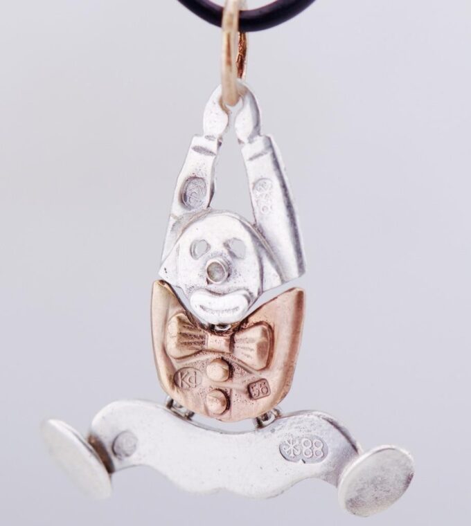 Antique Imperial Faberge Silver & 14k Gold Clown Pendant – c.1890 RARE