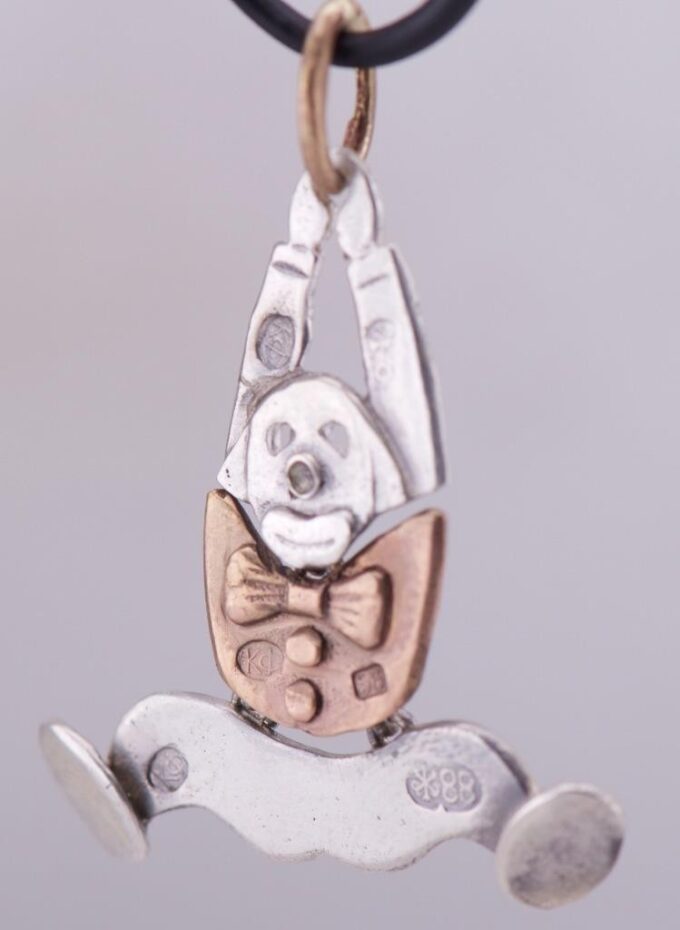 Antique Imperial Faberge Silver & 14k Gold Clown Pendant – c.1890 RARE