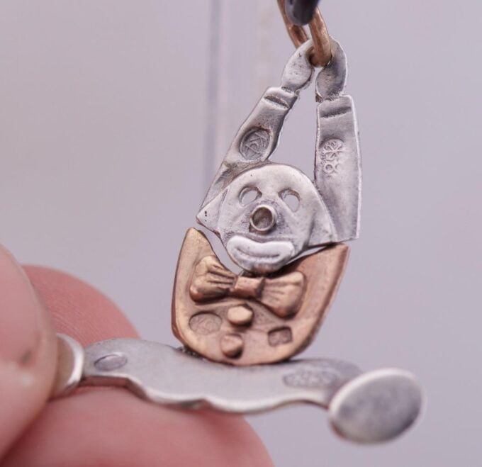 Antique Imperial Faberge Silver & 14k Gold Clown Pendant – c.1890 RARE