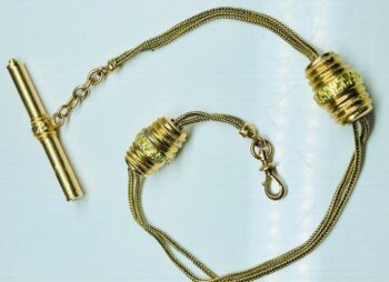 Antique Victorian 18k Solid Gold Pocket Watch Chain Key Fob c1880's 21g 28cm