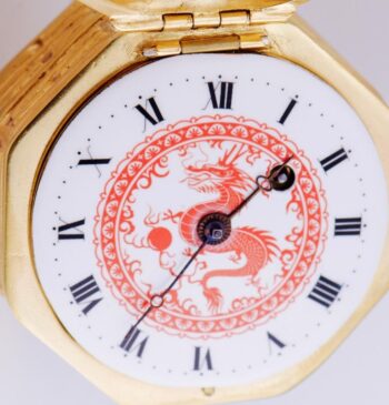 Antique Lepine Verge Fusee Clock Gilt Bronze Fu Dog Figure Chinese Qing Dynast