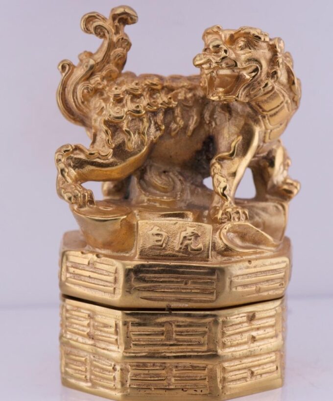 Antique Lepine Verge Fusee Clock Gilt Bronze Fu Dog Figure Chinese Qing Dynast