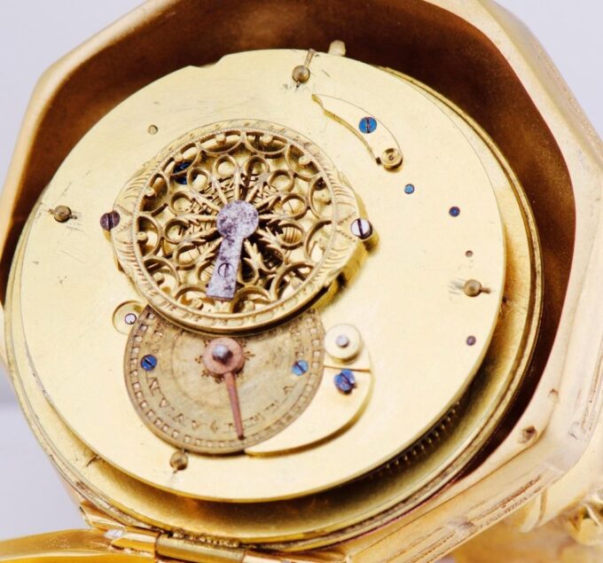 Antique Lepine Verge Fusee Clock Gilt Bronze Fu Dog Figure Chinese Qing Dynast