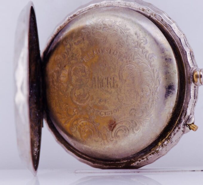Antique Pocket Watch-Victorian Full Hunter MEMENTO MORI Fancy Enamel Dial c1890