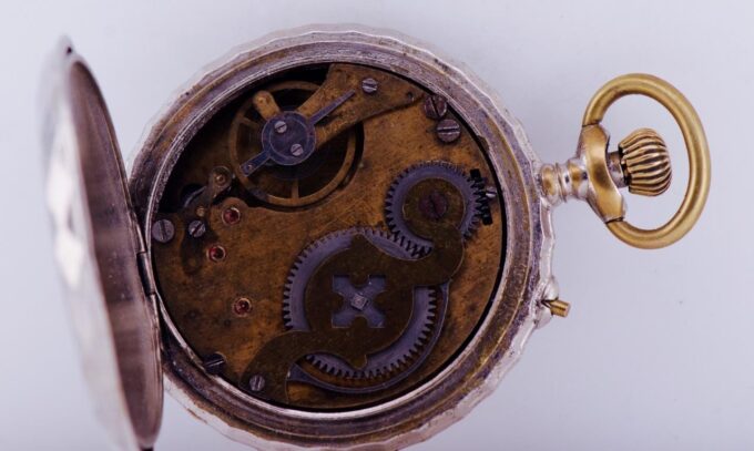 Antique Pocket Watch-Victorian Full Hunter MEMENTO MORI Fancy Enamel Dial c1890