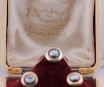 Antique Victorian Earrings and Ring Set 18k Gold 1ct Rose Cut Diamond c1880 Box