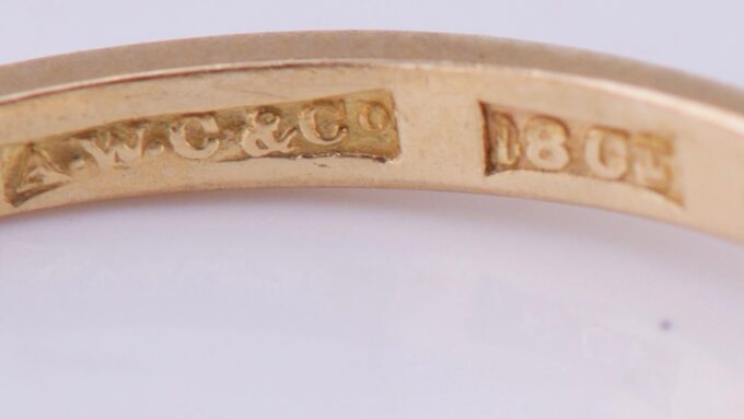 Antique Victorian Two Stones Ladies Ring 18k Gold,0.80ct Diamonds Pearl AWC&Co