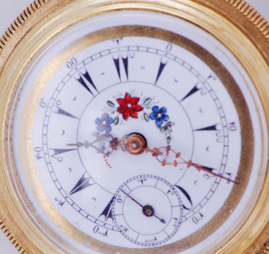 Antique Pocket Watch 18k Gold Filled Silver for Ottoman Market Enamel Dial c1880