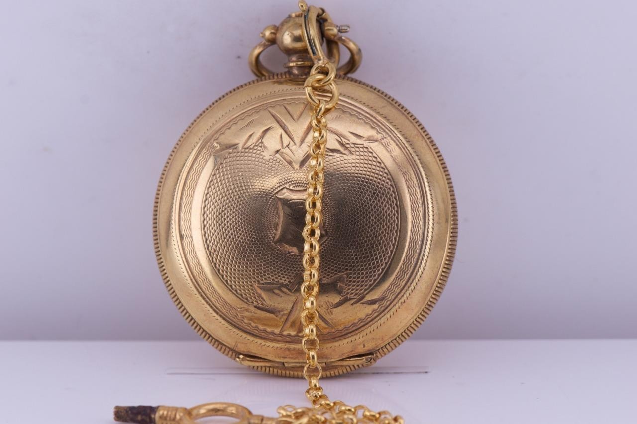 Antique Pocket Watch 18k Gold Filled Silver for Ottoman Market Enamel Dial c1880