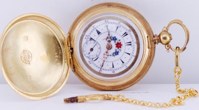 Antique Pocket Watch 18k Gold Filled Silver for Ottoman Market Enamel Dial c1880