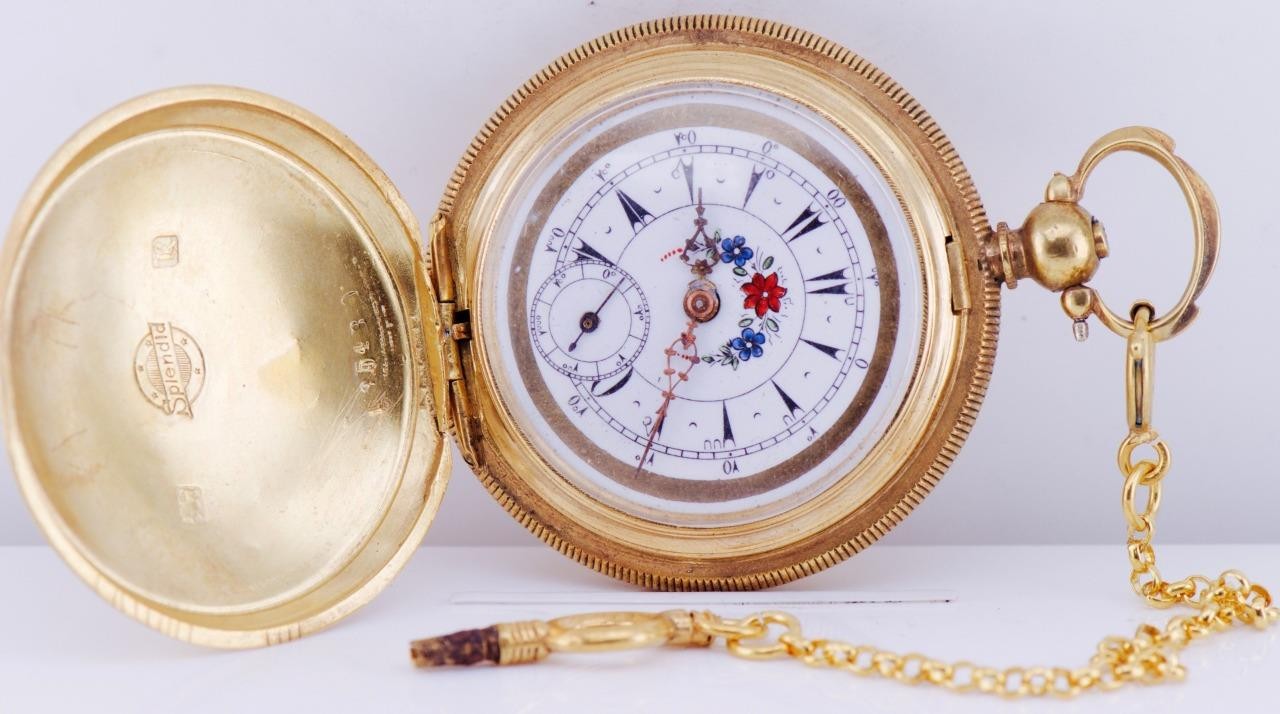Antique Pocket Watch 18k Gold Filled Silver for Ottoman Market Enamel Dial c1880