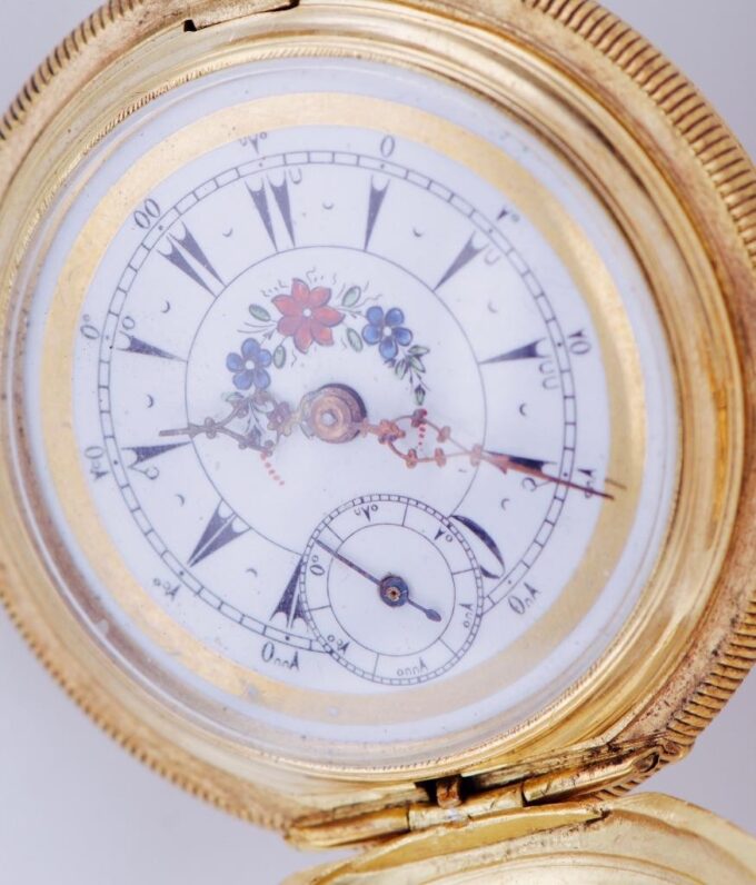 Antique Pocket Watch 18k Gold Filled Silver for Ottoman Market Enamel Dial c1880