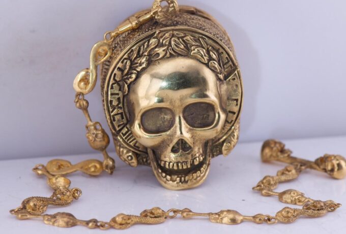 Antique French Two Faces Skull Man Verge Fusee Pocket Watch c1780's by Cauvin