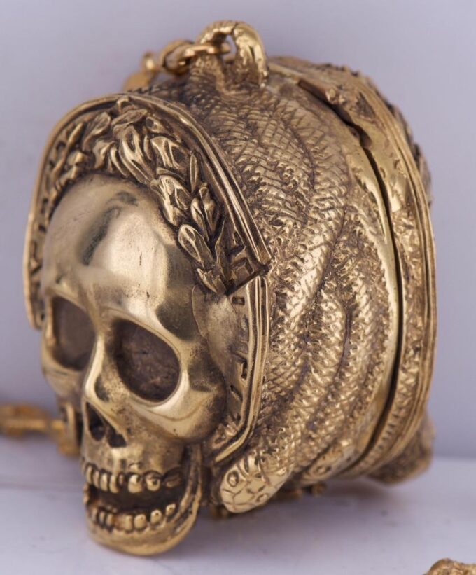 Antique French Two Faces Skull Man Verge Fusee Pocket Watch c1780's by Cauvin