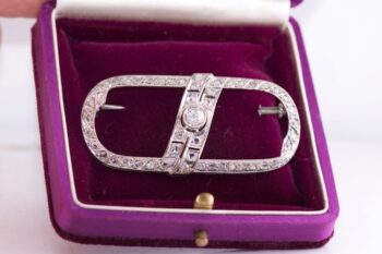 Antique Art-Deco Carl Bucherer Brooch Platinum Diamonds c1930's