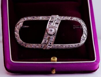 Antique Art-Deco Carl Bucherer Brooch Platinum Diamonds c1930's