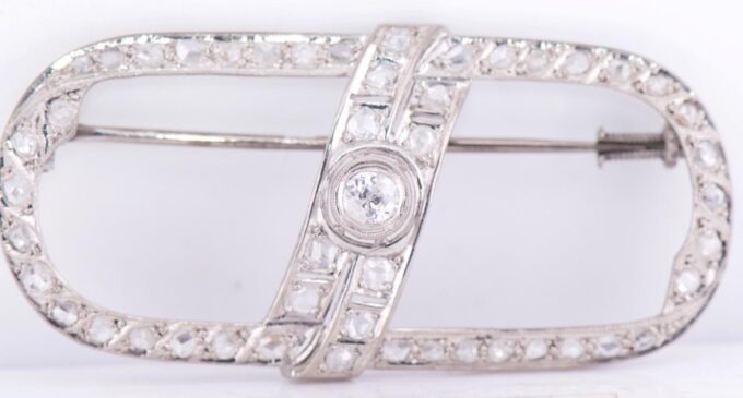 Antique Art-Deco Carl Bucherer Brooch Platinum Diamonds c1930's