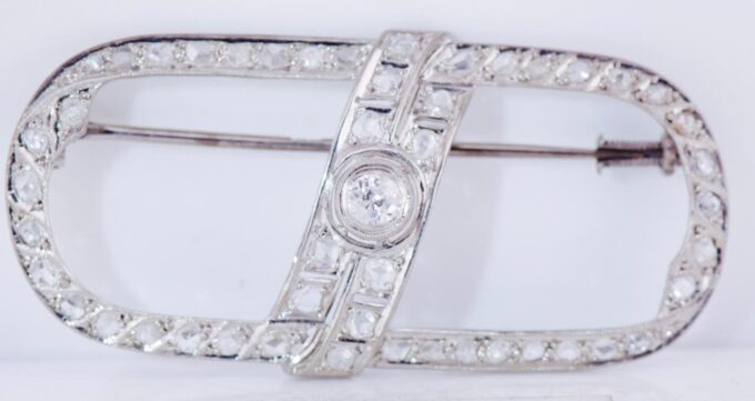 Antique Art-Deco Carl Bucherer Brooch Platinum Diamonds c1930's