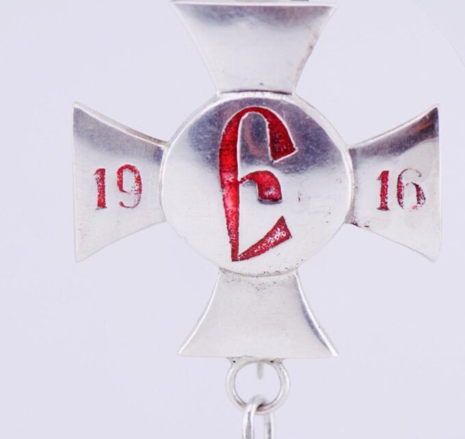 Antique Royal Empire Silver Enamel Brooch Watch for Grand Duchess Elezabeth 1916