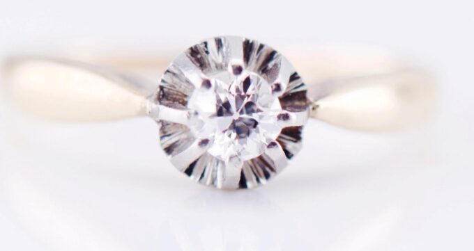Antique 14k Gold 0.25ct Diamond Ladies Engagement Ring Size 6.5