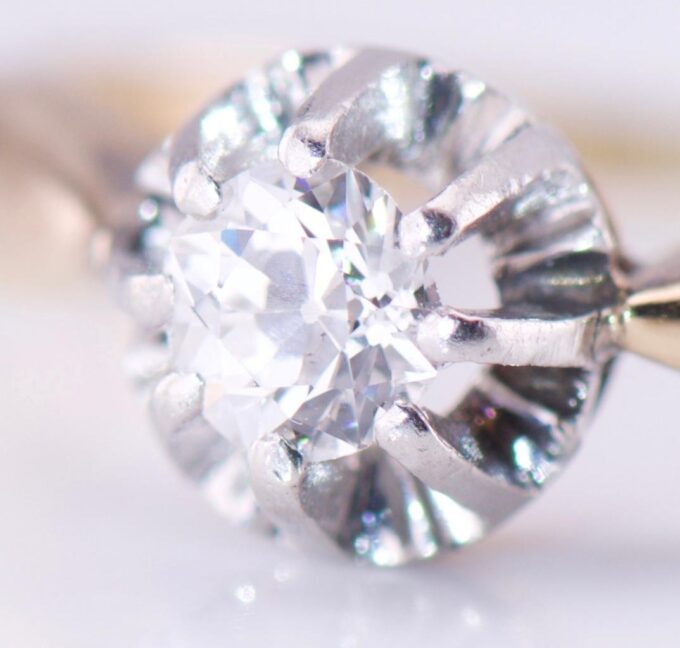 Antique 14k Gold 0.25ct Diamond Ladies Engagement Ring Size 6.5
