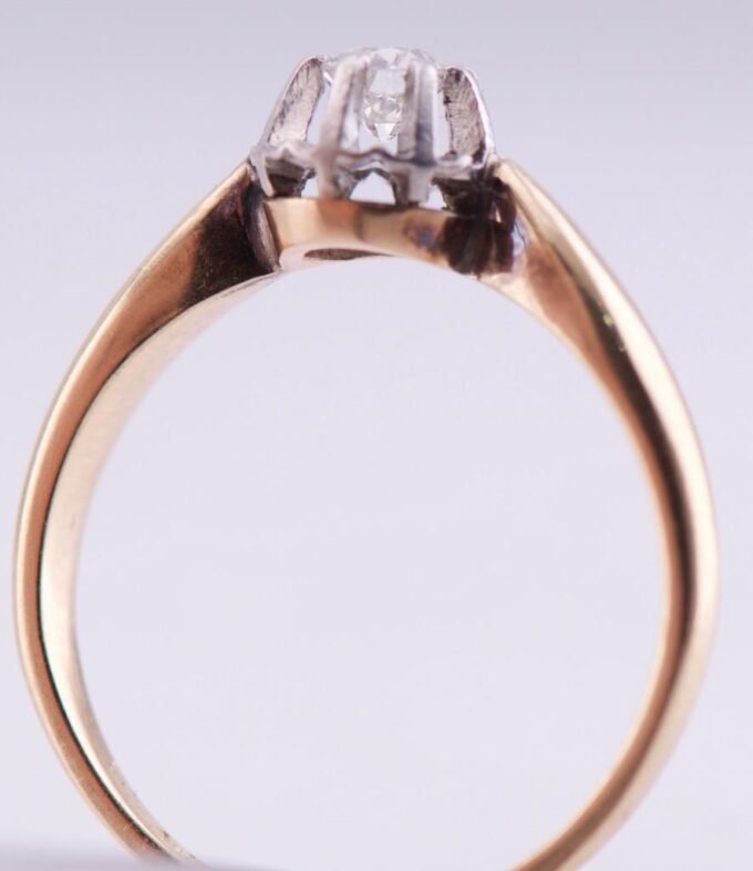 Antique 14k Gold 0.25ct Diamond Ladies Engagement Ring Size 6.5