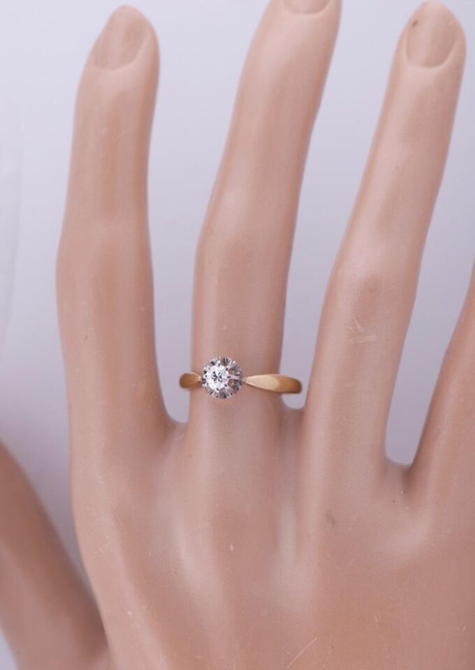 Antique 14k Gold 0.25ct Diamond Ladies Engagement Ring Size 6.5