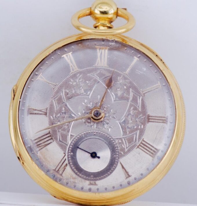 Antique Victorian Gilt Silver Pocket Watch – Memento Mori Skull Snake Case c1879