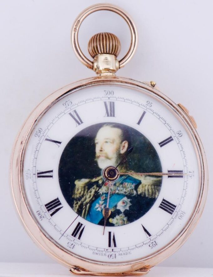 Antique English 9k Gold Pocket Watch Central Stop Seconds Hand CHRONOMETER c1930