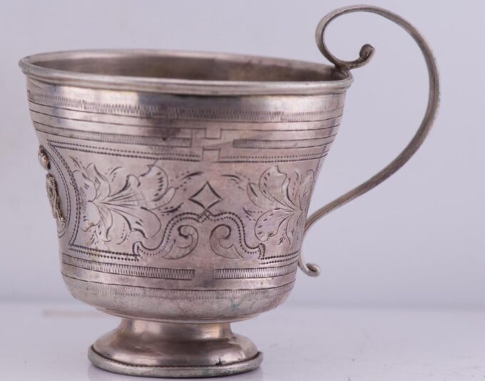 Antique Imperial Tsar's Era Silver Tea Cup Engraved Presentation-Empress Maria