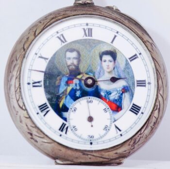 Antique WWI Era Imperial Silver Pocket Watch-Romanov Tsar's Family Enamel Dial