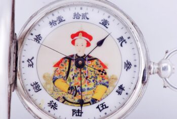 Antique Chinese Duplex Silver Pocket Watch Qing Dynasty-Engraved Enamel Movement