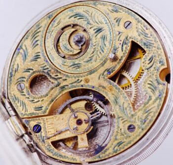 Antique Chinese Duplex Silver Pocket Watch Qing Dynasty-Engraved Enamel Movement