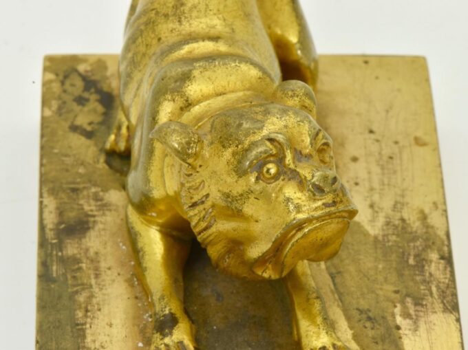 Antique Imperial Russ Tsar Dog Sculpture Gilt Bronze Paperweight Vasily Grachev