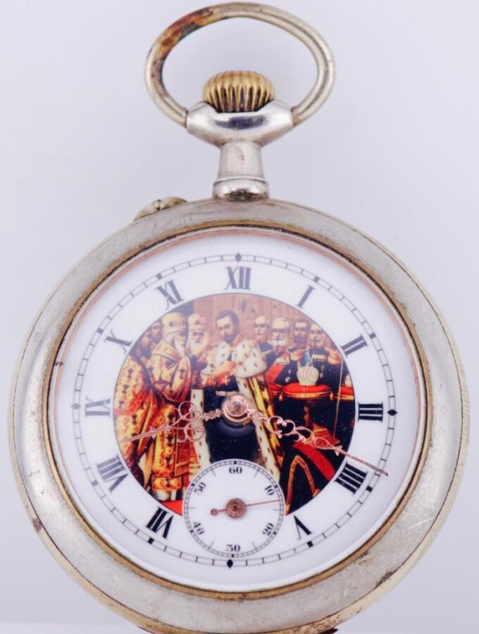 Antique Pocket Watch Imperial Russ-Tsar Nicholas II Coronation c1896 Enamel Dial