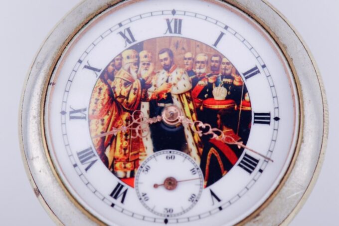 Antique Pocket Watch Imperial Russ-Tsar Nicholas II Coronation c1896 Enamel Dial