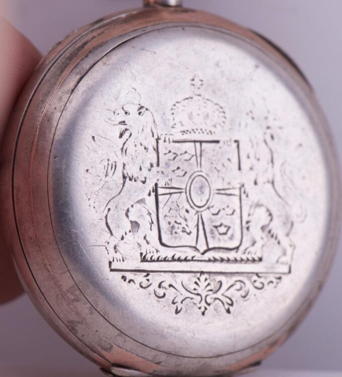 Antique Award Omega Grand-Prix Silver Pocket Watch Portrait of King George V