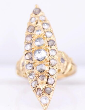 Antique Victorian Ladies Ring 18k Gold Marquise Cluster 1.2ct Diamonds c1870's