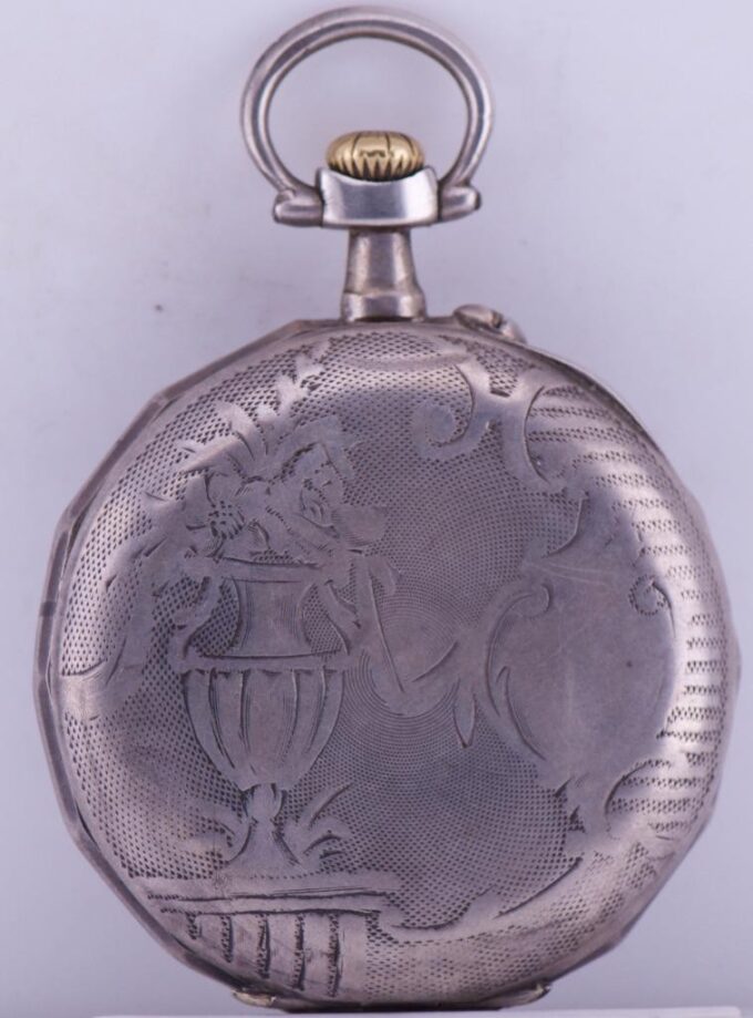 Antique Pocket Watch French Hand Engraved Silver Case Napoleon I on Dial