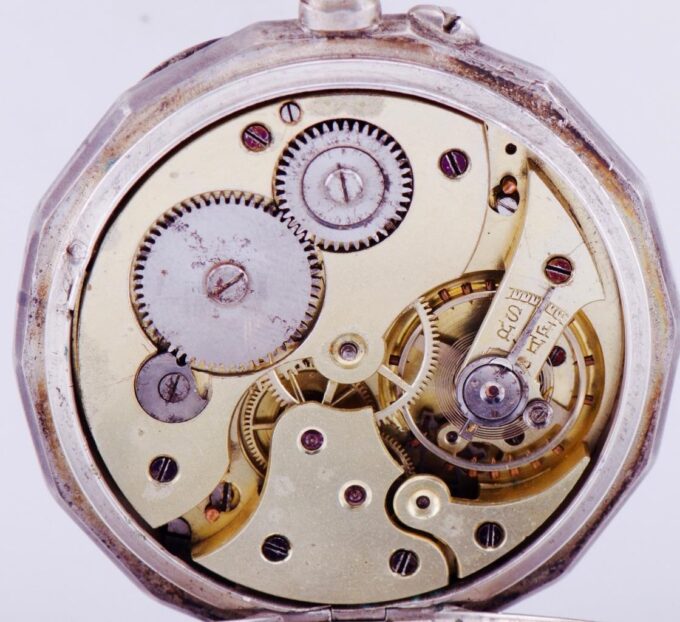 Antique Pocket Watch French Hand Engraved Silver Case Napoleon I on Dial