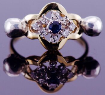 Antique 8k Gold Ladies Ring Diamonds Sapphire Memento Mori Skulls RARE