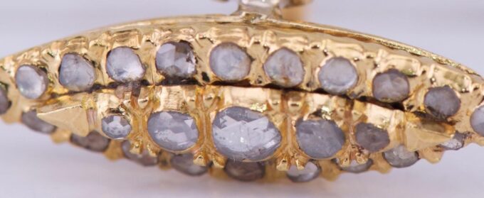 Antique Victorian Ladies Ring 18k Gold Marquise Cluster 1.2ct Diamonds c1870's