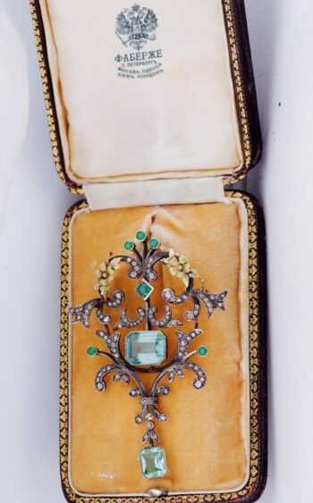 Antique ONE OF A KIND Empire Faberge Brooch / Pendant 14k Gold Tourmaline c1880