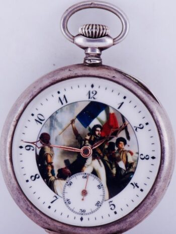 Antique LeCoultre Caliber Silver Pocket Watch French Revolution Enamel Dial