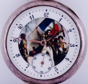 Antique LeCoultre Caliber Silver Pocket Watch French Revolution Enamel Dial