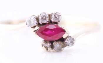 Vintage Ladies Diamond Ruby Ring 14k Gold-Size 6.25