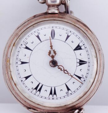 Antique Pocket Watch Silver Engraved Case for Ottoman Market c1850's Chain Key