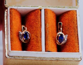Antique 14K Gold Sapphire and Diamond Earrings Set – Josef Stockem Aachen